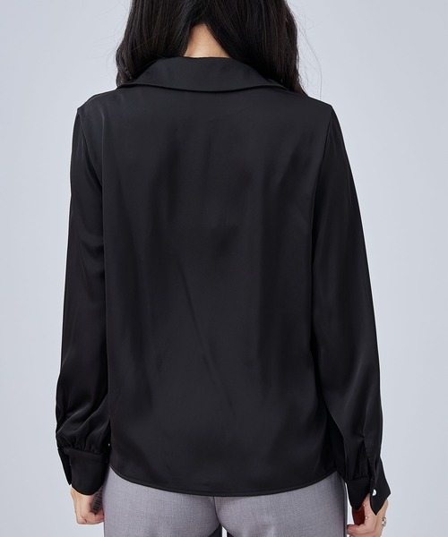 Lace Ladies(レースレディース)の「スキッパーネック 比翼 デザイン 長袖 シャツ(シャツ/ブラウス・レディース・アイボリー/ブラック/イエロー/ホワイト・XL/M)」の12枚目の写真