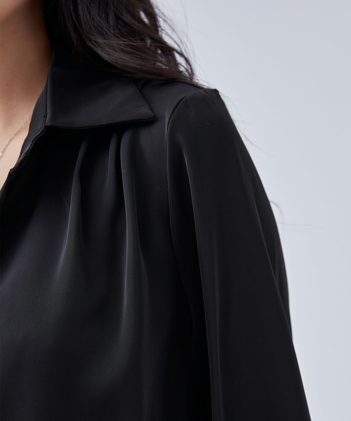 Lace Ladies(レースレディース)の「スキッパーネック 比翼 デザイン 長袖 シャツ(シャツ/ブラウス・レディース・アイボリー/ブラック/イエロー/ホワイト・XL/M)」の15枚目の写真