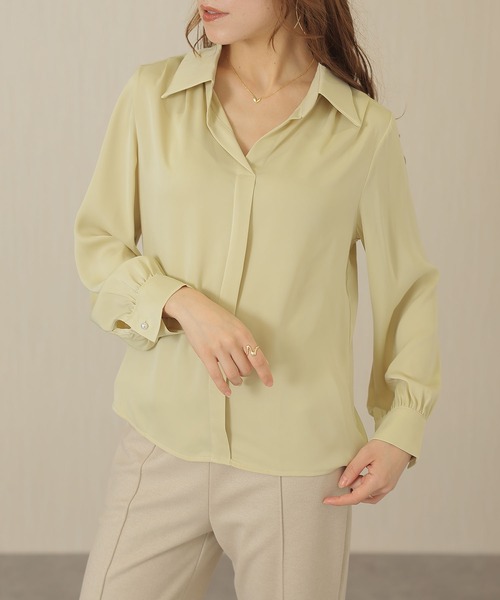 Lace Ladies(レースレディース)の「スキッパーネック 比翼 デザイン 長袖 シャツ(シャツ/ブラウス・レディース・アイボリー/ブラック/イエロー/ホワイト・XL/M)」の20枚目の写真