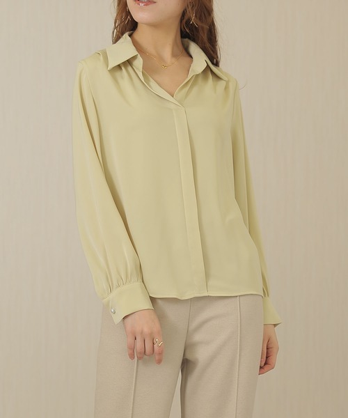 Lace Ladies(レースレディース)の「スキッパーネック 比翼 デザイン 長袖 シャツ(シャツ/ブラウス・レディース・アイボリー/ブラック/イエロー/ホワイト・XL/M)」の22枚目の写真