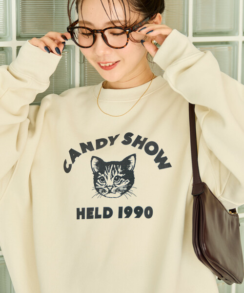 FREAK'S STORE(フリークスストア)の「限定展開 アニマル カレッジ フロッキー ロゴ スウェット(スウェット・レディース・ベージュ/スミクロ/杢グレー/ナチュラル/オフホワイト/グリーン/ピンク/ネイビー・フリ-)」の2枚目の写真
