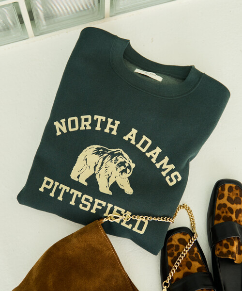 FREAK'S STORE(フリークスストア)の「限定展開 アニマル カレッジ フロッキー ロゴ スウェット(スウェット・レディース・ベージュ/スミクロ/杢グレー/ナチュラル/オフホワイト/グリーン/ピンク/ネイビー・フリ-)」の15枚目の写真