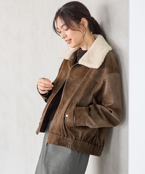 ANY(エニィ)の「【2WAY】ボアカラーブルゾン(ブルゾン・レディース・ダークブラウン系・X-LARGE)」の2枚目の写真