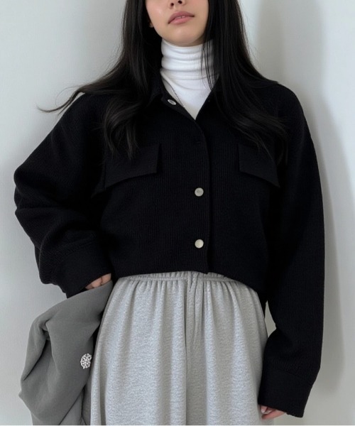 cammie（キャミー）の「コーデュロイドローストリングショートジャケット（その他アウター・レディース・ブラック/アイボリー/ブルー・M/L）」の7枚目の写真