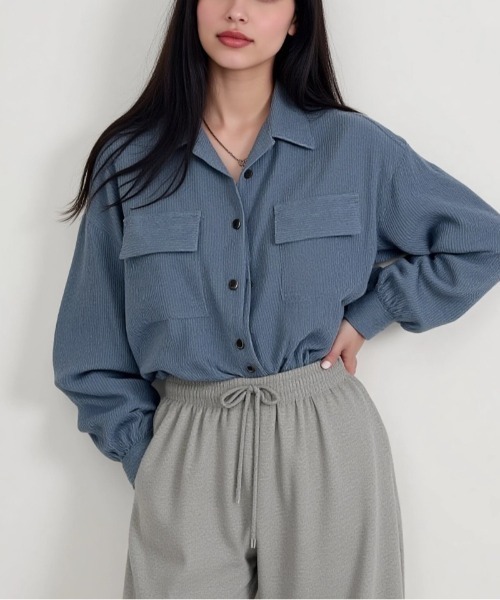 cammie（キャミー）の「コーデュロイドローストリングショートジャケット（その他アウター・レディース・ブラック/アイボリー/ブルー・M/L）」の9枚目の写真
