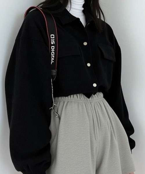 cammie（キャミー）の「コーデュロイドローストリングショートジャケット（その他アウター・レディース・ブラック/アイボリー/ブルー・M/L）」の6枚目の写真