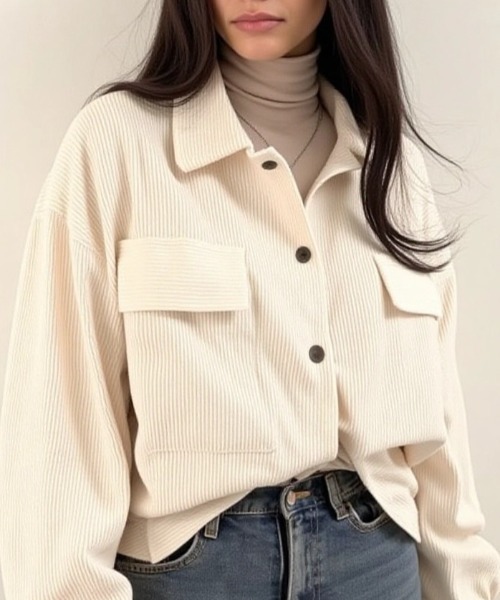 cammie（キャミー）の「コーデュロイドローストリングショートジャケット（その他アウター・レディース・ブラック/アイボリー/ブルー・M/L）」の15枚目の写真