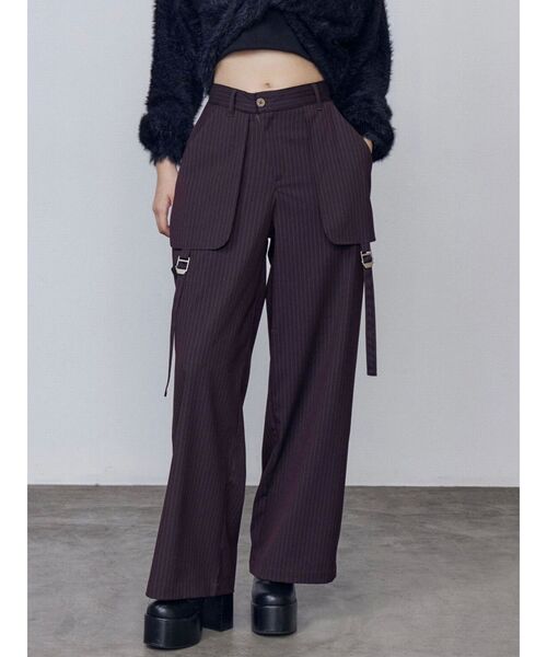 EMODA(エモダ)の「クロスベルトワイドパンツ(その他パンツ・レディース・ブラウン/ブラック・SMALL/MEDIUM)」の9枚目の写真