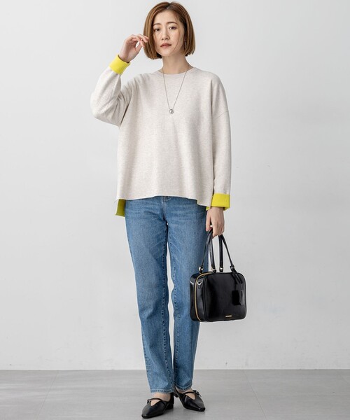 23区 L(ニジュウサンクオオキイサイズ)の「【洗える】ダブルフェイス プルオーバー ニット(ニット/セーター・レディース・グレー系/ブルー系/アイボリー系・46/44)」の12枚目の写真