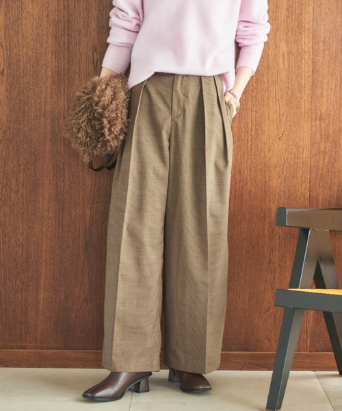 Doux archives（ドゥアルシーヴ）の「2タックチェックパンツ（その他パンツ・レディース・ブラウン/グレー・36/38）」の15枚目の写真