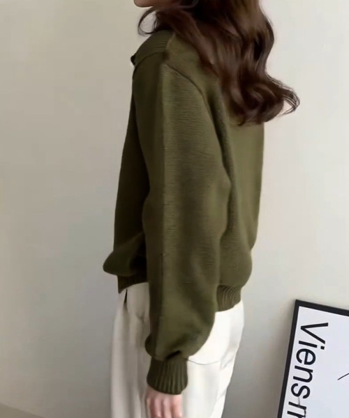 Miniministore(ミニミニストア)の「ダブルジップニットカーディガンレディース(ニット/セーター・レディース・グレイッシュベージュ/アイボリー/ブラック/カーキ/グレー/チェリーピンク/ワインレッド/ダークグレー・FREE)」の15枚目の写真