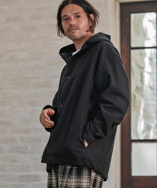 CAMBIO（カンビオ）の「ms6261-Waffle Corduroy Hoode Shirts フーディーシャツ(A55725cmb)（シャツ/ブラウス・メンズ・ブラック/キナリ/チャコール/ベージュ・S/M/L）」の3枚目の写真