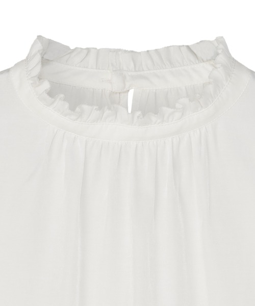 TOKYO SHIRTS（トウキョウシャツ）の「デニム風 衿フリル ブラウス（シャツ/ブラウス・レディース・ブルー/ホワイト・M/L）」の7枚目の写真