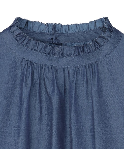 TOKYO SHIRTS（トウキョウシャツ）の「デニム風 衿フリル ブラウス（シャツ/ブラウス・レディース・ブルー/ホワイト・M/L）」の14枚目の写真