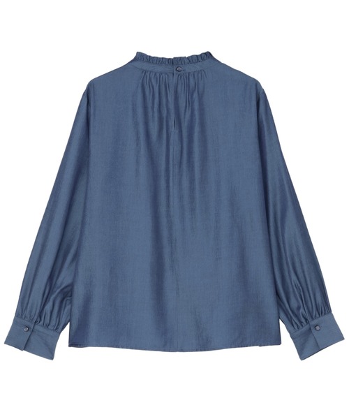 TOKYO SHIRTS（トウキョウシャツ）の「デニム風 衿フリル ブラウス（シャツ/ブラウス・レディース・ブルー/ホワイト・M/L）」の13枚目の写真