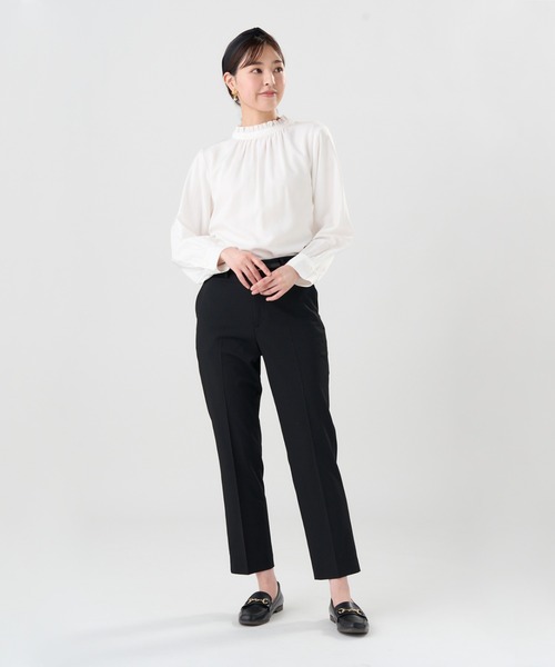 TOKYO SHIRTS（トウキョウシャツ）の「デニム風 衿フリル ブラウス（シャツ/ブラウス・レディース・ブルー/ホワイト・M/L）」の4枚目の写真