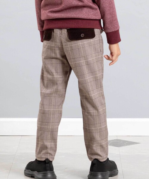 セール】【お揃い】グレンチェックロングパンツ(90~150cm)（スラックス