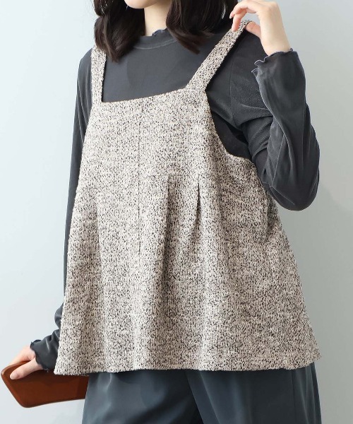leswel(レスウェル)の「【L~5L 大きいサイズ】ライトベロアハイネックメロートップス(Tシャツ/カットソー・レディース・オフホワイト/チャコールグレー/ブラウン・L/LL/3L/4L/5L)」の10枚目の写真