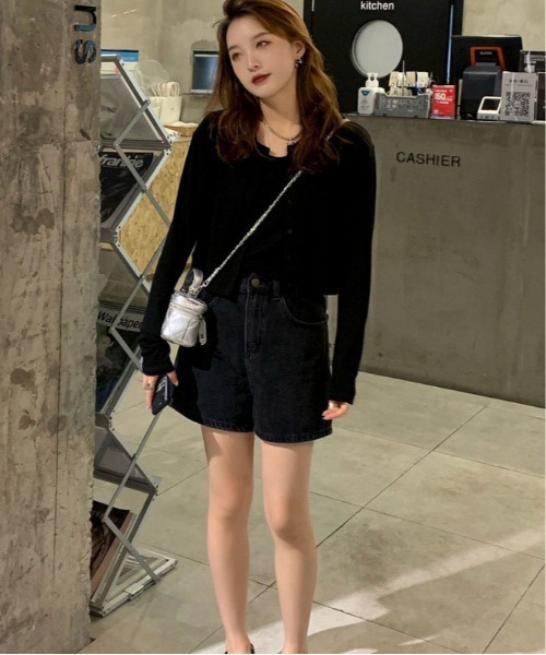 Mejoul（メジュール）の「【2点セット】リブカットカーディガン タンクトップ アンサンブルセット（ニット/セーター・レディース・ブラック/グレー・L/M）」の3枚目の写真