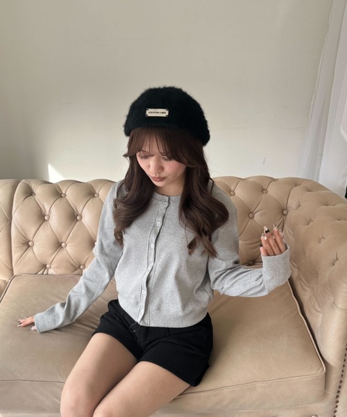 Mejoul（メジュール）の「【2点セット】リブカットカーディガン タンクトップ アンサンブルセット（ニット/セーター・レディース・ブラック/グレー・L/M）」の9枚目の写真