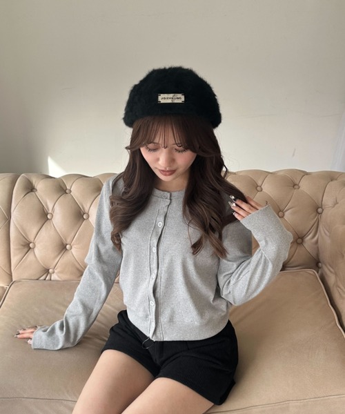 Mejoul（メジュール）の「【2点セット】リブカットカーディガン タンクトップ アンサンブルセット（ニット/セーター・レディース・ブラック/グレー・L/M）」の11枚目の写真