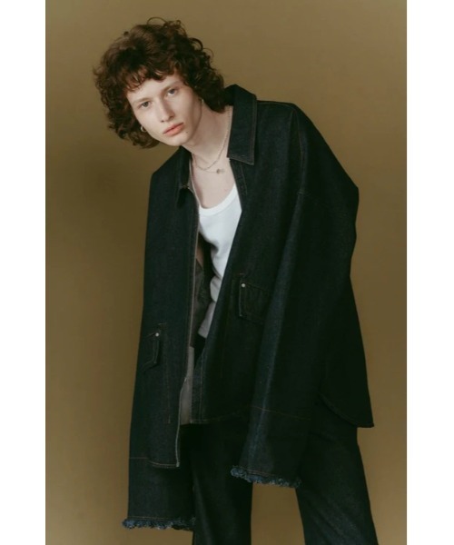 knuth marfオーバーサイズデニムジャケット ブラック Knuth Marf - denim over shirt jacket (unisex) / デニム