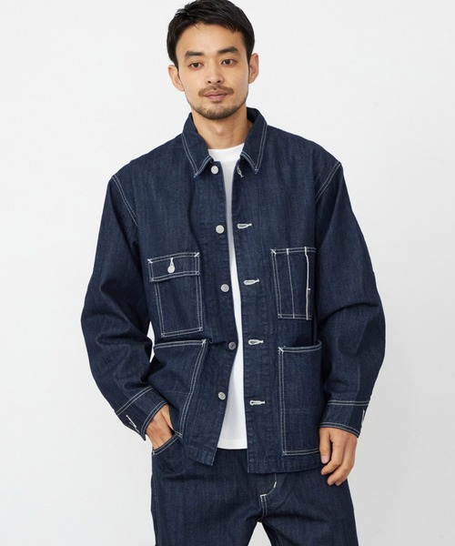EDWIN（エドウィン）の「EDWIN エドウィン 505 カバーオール デニムジャケット セットアップ セルビッジ（デニムジャケット・メンズ・ブラック系その他/インディゴブルー・X-LARGE/SMALL/MEDIUM/LARGE）」の5枚目の写真