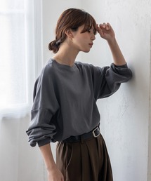 No Rule No Line（ノール－ルノーライン）の「オーバーサイズ プルオーバー 深めスリット入りロンT ビッグＴシャツ（Tシャツ/カットソー）」