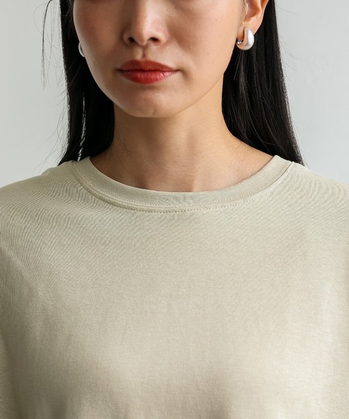 No Rule No Line（ノール－ルノーライン）の「オーバーサイズ プルオーバー 深めスリット入りロンT ビッグＴシャツ（Tシャツ/カットソー・レディース・オフホワイト/チャコールグレー/ベージュ系・FREE）」の19枚目の写真