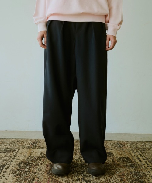 BROKEN BASE(ブロークンベース)の「Double Tuck Slacks / ダブルタックスラックス(スラックス・メンズ・グレー/ネイビー・SMALL/MEDIUM/LARGE)」の1枚目の写真