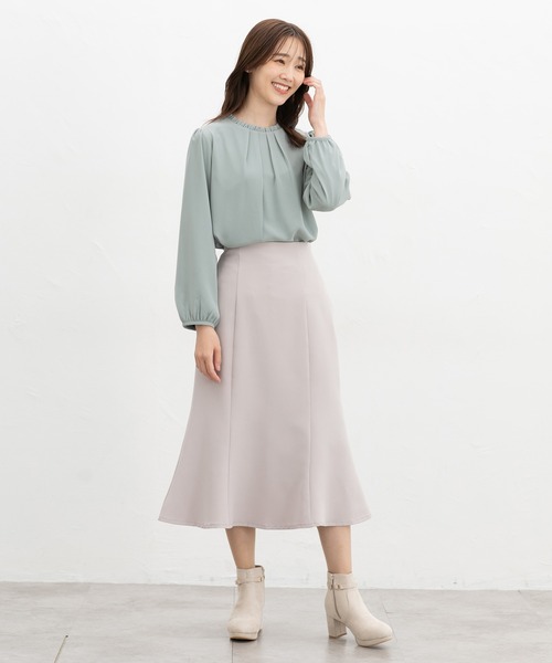 Honeys(ハニーズ)の「【ハニぽか】あったか裏地衿フリルブラウス(シャツ/ブラウス・レディース・ブラック系その他/アイボリー/スモーキーグリーン系/ネイビー/ホワイト系その他・3L/L/LL/M/S)」の12枚目の写真