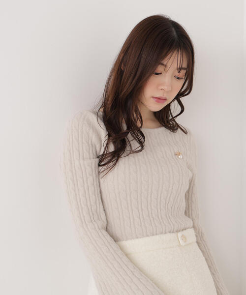 PROPORTION BODY DRESSING(プロポーションボディドレッシング)の「チャーム付きミニケーブルニット / 1215270130(ニット/セーター・レディース・グレー/ブラウン/ホワイト系その他/ネイビー・FREE)」の16枚目の写真
