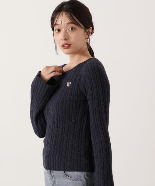 PROPORTION BODY DRESSING(プロポーションボディドレッシング)の「チャーム付きミニケーブルニット / 1215270130(ニット/セーター・レディース・グレー/ブラウン/ホワイト系その他/ネイビー・FREE)」の12枚目の写真