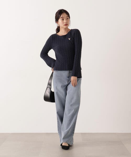 PROPORTION BODY DRESSING(プロポーションボディドレッシング)の「チャーム付きミニケーブルニット / 1215270130(ニット/セーター・レディース・グレー/ブラウン/ホワイト系その他/ネイビー・FREE)」の13枚目の写真