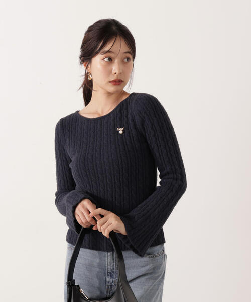 PROPORTION BODY DRESSING(プロポーションボディドレッシング)の「チャーム付きミニケーブルニット / 1215270130(ニット/セーター・レディース・グレー/ブラウン/ホワイト系その他/ネイビー・FREE)」の6枚目の写真