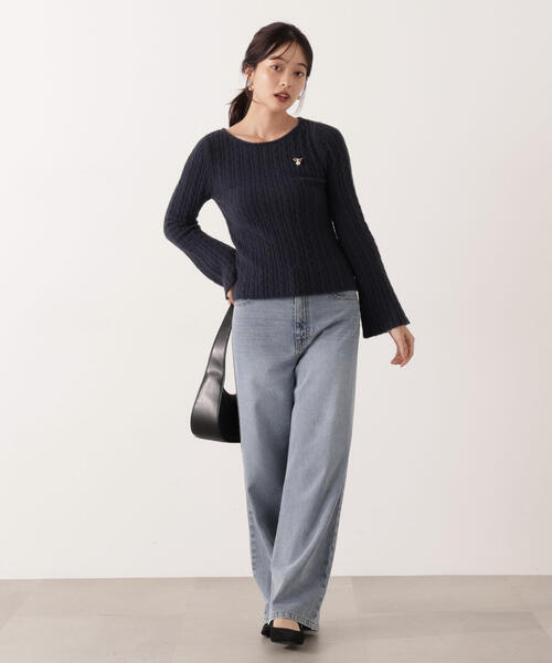 PROPORTION BODY DRESSING(プロポーションボディドレッシング)の「チャーム付きミニケーブルニット / 1215270130(ニット/セーター・レディース・グレー/ブラウン/ホワイト系その他/ネイビー・FREE)」の8枚目の写真