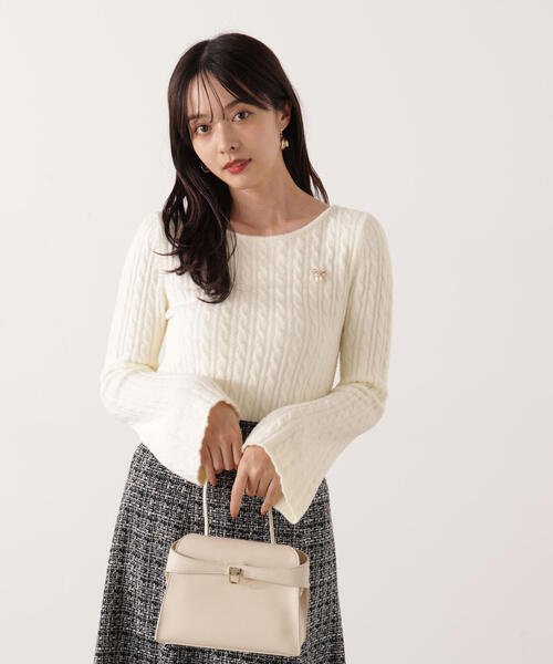 PROPORTION BODY DRESSING(プロポーションボディドレッシング)の「チャーム付きミニケーブルニット / 1215270130(ニット/セーター・レディース・グレー/ブラウン/ホワイト系その他/ネイビー・FREE)」の3枚目の写真