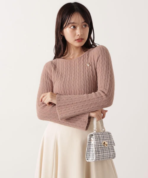 PROPORTION BODY DRESSING(プロポーションボディドレッシング)の「チャーム付きミニケーブルニット / 1215270130(ニット/セーター・レディース・グレー/ブラウン/ホワイト系その他/ネイビー・FREE)」の2枚目の写真