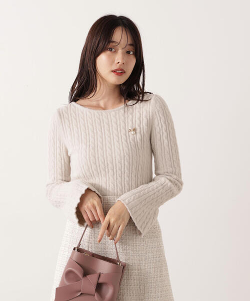 PROPORTION BODY DRESSING(プロポーションボディドレッシング)の「チャーム付きミニケーブルニット / 1215270130(ニット/セーター・レディース・グレー/ブラウン/ホワイト系その他/ネイビー・FREE)」の1枚目の写真