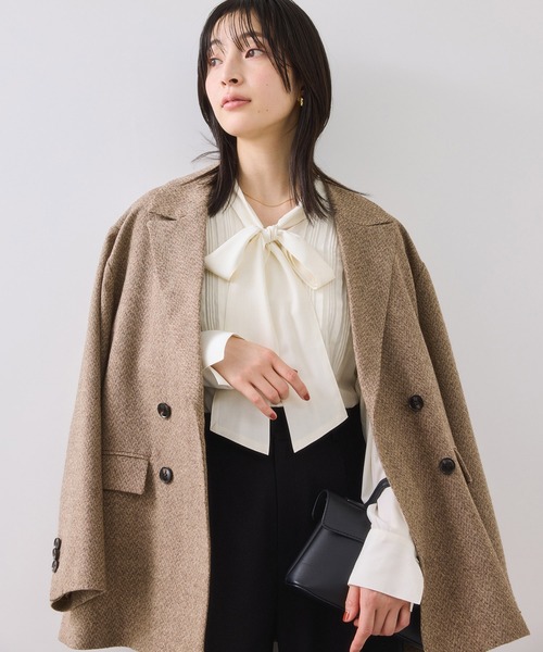 VIS（ビス）の「ランダムピンタックボウタイブラウス（シャツ/ブラウス・レディース・サックスブルー/ホワイト系その他/ネイビー・FREE）」の10枚目の写真