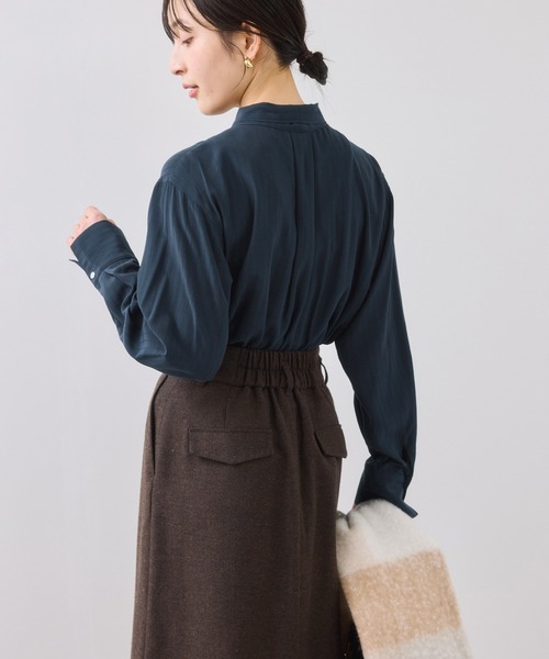 VIS（ビス）の「ランダムピンタックボウタイブラウス（シャツ/ブラウス・レディース・サックスブルー/ホワイト系その他/ネイビー・FREE）」の8枚目の写真