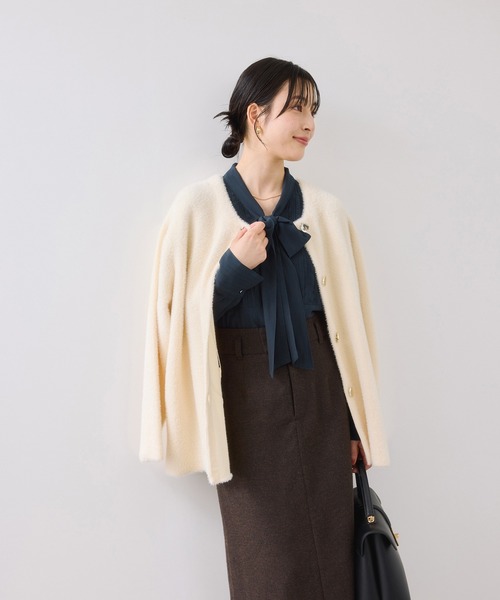 VIS（ビス）の「ランダムピンタックボウタイブラウス（シャツ/ブラウス・レディース・サックスブルー/ホワイト系その他/ネイビー・FREE）」の9枚目の写真