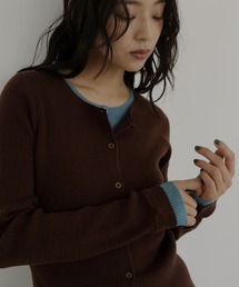 hellam（へラム）の「レイヤード配色リブニットカーディガン（ニット/セーター・レディース）」