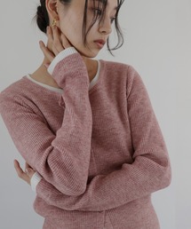 hellam（へラム）の「レイヤード配色リブニットカーディガン（ニット/セーター）」