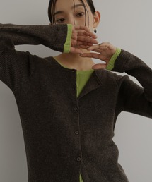 hellam（へラム）の「レイヤード配色リブニットカーディガン（ニット/セーター）」