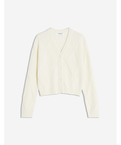 MAISON KITSUNÉ CARDIGAN（カーディガン/ボレロ ARGYLE WOOL セール】TEXTURED ホワイトカーディガン トップス