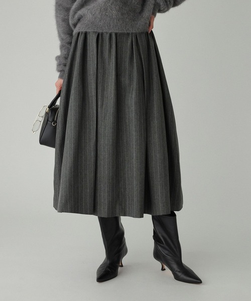 BABYLONE（バビロン）の「メランジタックフレアスカート（スカート・レディース・チャコール/ベージュ・36inch/34inch）」の2枚目の写真