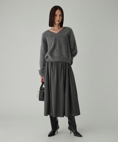 BABYLONE（バビロン）の「メランジタックフレアスカート（スカート・レディース・チャコール/ベージュ・36inch/34inch）」の11枚目の写真