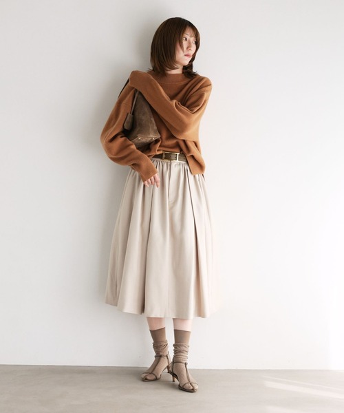 BABYLONE（バビロン）の「メランジタックフレアスカート（スカート・レディース・チャコール/ベージュ・36inch/34inch）」の21枚目の写真