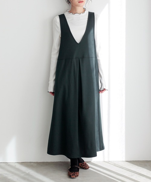 n'OrLABEL（ノアールレーベル）の「『裏シャギージャンパースカート』（ジャンパースカート・レディース・チャコールグレー/グリーン/ブラック・1/2）」の5枚目の写真